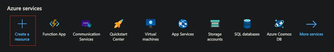 Portal de azure en el que se selecciona la opción para crear un nuevo recurso