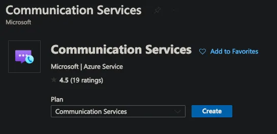 Creación de servicio de comunicación en Azure