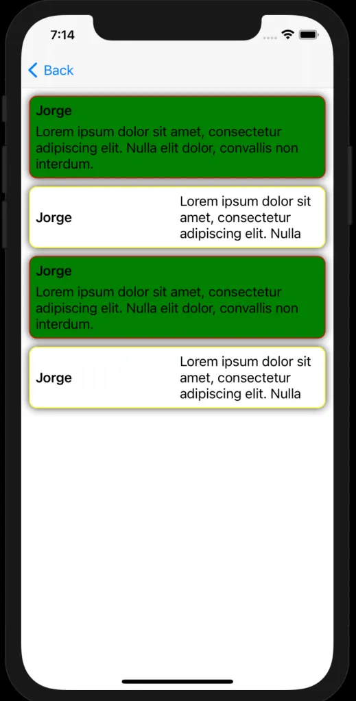 Teléfono en el que se muestran 4 tarjetas